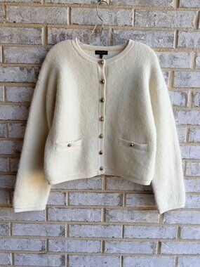 rag & bone Cream Button-Front Wool Blend Cardigan
